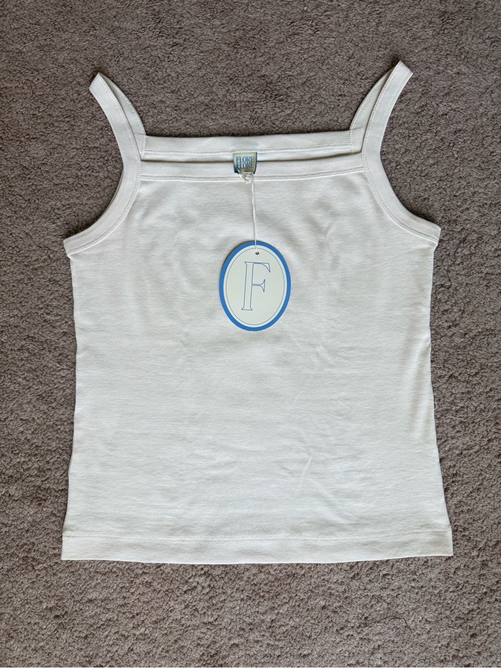 Flore Flore May Cami Off White 100% Organic Cotton Square-Neck Medium